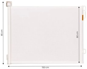 Biela ochranná zábrana – roleta na schody a vstupy, dostupná v rôznych veľkostiach Šírka:150 cm | Výška: 85 cm
