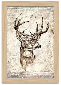Gario Plagát Jeleň ako ručne maľovaný Farba rámu: Bez rámu, Rozmery: 40 x 60 cm
