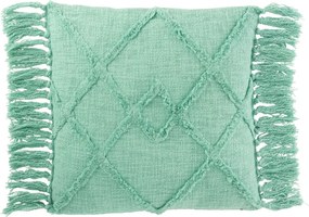 Tyrkysový vankúš so strapcami a výplňou Rhombus - 50*50cm