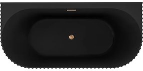 Mexen Sella, voľne stojaca vaňa ku stene, drážkovaná, 170 x 80 cm, čierna matná, medená matná, 52711708071-65