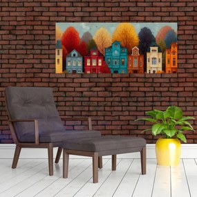 Obraz - Maľované jesenné mesto (120x50 cm)