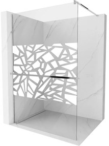 Mexen Kioto+, sprchová zástena s poličkou a držiakom na uteráky 130 x 200 cm, 8mm číre sklo vzor biely, chrómový profil, 800-130-121-01-85