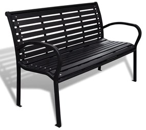 vidaXL Záhradná lavička 125 cm, oceľ a WPC, čierna