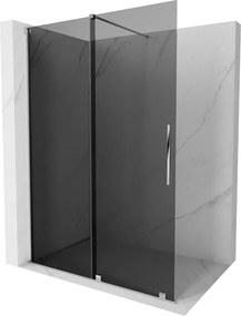 Mexen Velar, sprchová zástena s posuvnými dverami Walk-in 150 x 200 cm, 8mm šedé sklo, chrómová, 871-150-000-43-01