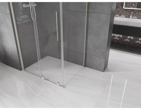 Mexen Velar, sprchový kút s posuvnými dverami 140 x 90 cm, 8mm číre sklo, brúsená oceľ, 871-140-090-01-97