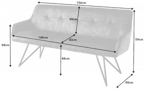 Lavica Euphoria 160cm zamat šedá