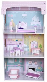 EcoToys Trojposchodový domček pre bábiky Jahodový, 4121