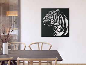 drevko Drevený obraz na stenu Profil tigra Rozmer obrazu: 34 x 32,5 cm, Farba dekorácie: Čierna