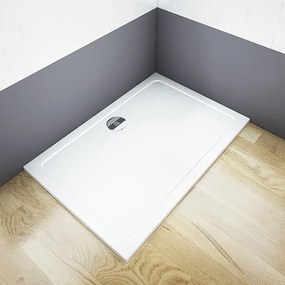 Cerano Piato, obdĺžniková sprchová vanička z liateho mramoru 140x90x3 cm, biela matná, CER-CER-476981