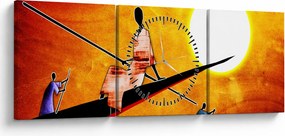Obraz dobovej starovekej maľby (s hodinami) (90x30 cm)