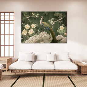 Gario Obraz na plátne Orientálny páv na zelenom pozadí Rozmery: 60 x 40 cm