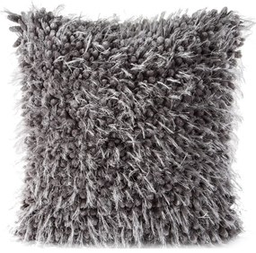 CHLPATÁ DEKORAČNÁ OBLIEČKA NA VANKÚŠ KORAL 40X40 CM SIVÁ