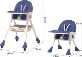 Stolička na kŕmenie KDK03 4v1 modrá + košík a kolieska ZDARMA