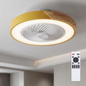 Brilagi - LED stmievateľné svietidlo s ventilátorom LED/38W/230V 50 cm zlatá/dub + diaľkové ovládanie