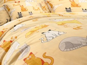 Bavlnené obliečky CHROMA CATS krémové Rozmer obliečky: 70 x 90 cm | 140 x 200 cm