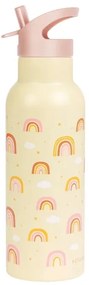 A Little Lovely Company Fľaša na pitie z nehrdzavejúcej ocele so slamkou Rainbows 500 ml