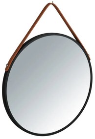 Čierne závesné zrkadlo Wenko Borrone, ø 40 cm