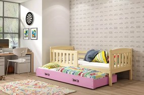 Interbeds Jednolôžková posteľ Kubus3 Prírodná pre teenagerov 190x80 s matracom, rozkladacia - ružová