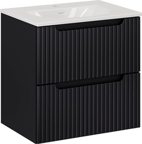 Comad Kúpeľňová skrinka s keramickým umývadlom Nova Black 60 cm - čierna matná