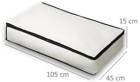 Arte Regal Textilný úložný box na uschovanie oblečenia a posteľnej bielizne, WHITE KIPIT, 105x45x15, biely