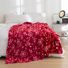 Červená vianočná mikroplyšová baránková deka SNOWFALL Rozmer: 150 x 200 cm