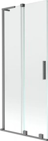 Mexen Velar L, 2-krídlová posuvná vaňová zástena 85 x 150 cm, 8mm číre sklo, grafitová matná, 896-085-003-01-95