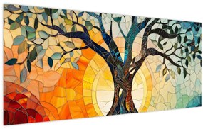 Obraz – Mozaika – slnko a strom I. (120x50 cm)