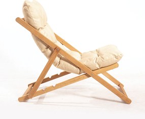 Skládací zahradní lehátko Myne z masivu hnědé/krémové