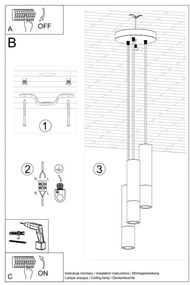 Sollux SL.0949 - Luster na lanku LOOPEZ 3xGU10/10W/230V guľatý čierna/meď