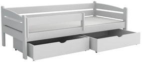 Detská posteľ z masívu borovice ZORA so šuplíkmi - 200x90 cm - BIELA