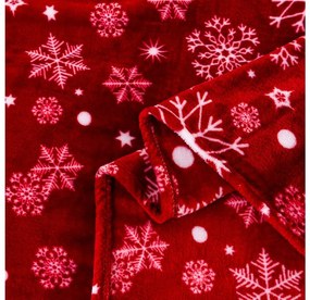 2x Červená vianočná mikroplyšová deka SNOWFALL 150x200 cm