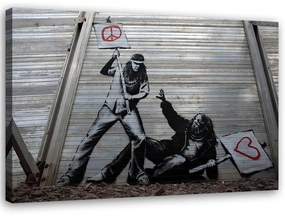 Obraz na plátně Banksy Street Art Graffiti - 100x70 cm