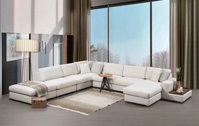 Elegantná pohovka Loop s prenosným sedákom a operadlom béžová 374 x 428 cm ľavá