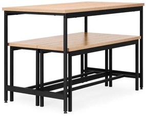 Loftový set nábytku do jedálne alebo kuchyne – stolík a 2 lavice