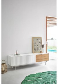 TV stolík v dekore duba v bielo-prírodnej farbe 180x52 cm Sierra – Teulat