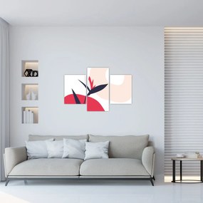 Obraz - Ružová florálna abstrakcia N⁰1 (90x60 cm)