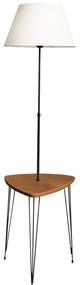 Stojací lampa TM2002 se stolkem bílá/ořech