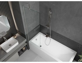 Mexen Next, 1-krídlová vaňová zástena 60 x 150 cm, 6mm číre sklo, oceľová, 895-060-000-00-00-97