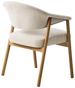 Krémovobiele jedálenské kreslá v súprave s podrúčkami 2 ks z dubového dreva Elk – Unique Furniture