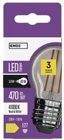 EMOS LED žiarovka Filament Mini Globe 3,4 W E27 neutrálna biela