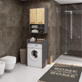 Závesná kúpelňová skrinka Farid TYP 7 (sivý grafit + dub artisan). Akcia -14%. Vlastná spoľahlivá doprava až k Vám domov. 1128825