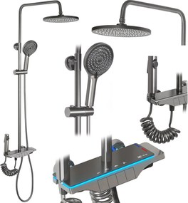 Rea Savio, nástenný sprchový set s ručnou spŕškou, grafitová matná, REA-P8412