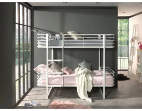Biela kovová poschodová detská posteľ s roštom 90x200 cm Oscar – Vipack