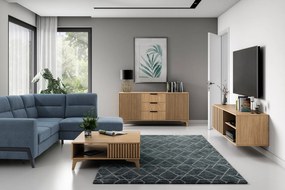 AKCIA Nástenný TV stolík ENTSIAN 150x40cm, dub artisan II. akosť