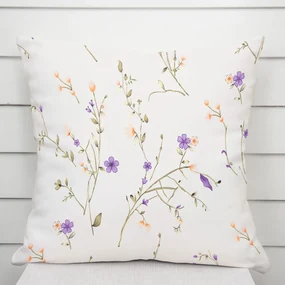 Biante Bavlnená obliečka na vankúš Sandra SA-382 Fialové lúčne kvietky na krémovom 60 x 60 cm