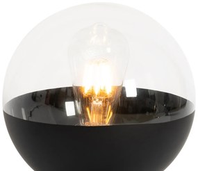 Retro stolná lampa čierna s čírym sklom - Eclipse