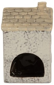 Sivý keramický domček na čajovú sviečku Lamont - 9*8*15 cm
