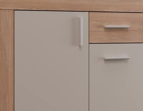 Komoda Pico, 130 cm, dub jantárový/béžová kašmír, s osvetlením