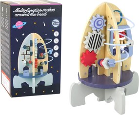 LEAN Toys Drevené učebné korálky Rocket Gearwheels