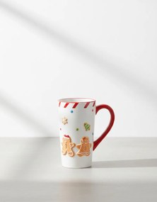 Keramický hrnček Lissa 15 cm biely/červený